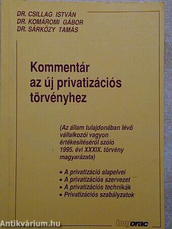 Kommentár az új privatizációs törvényhez