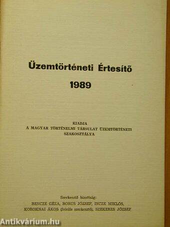 Üzemtörténeti Értesítő 1989