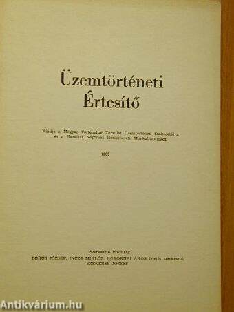 Üzemtörténeti Értesítő 1983.