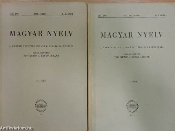 Magyar Nyelv 1957/1-4.