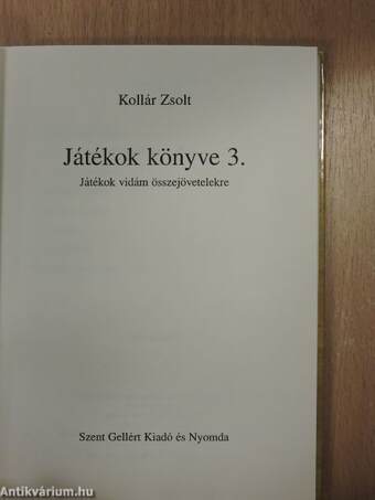 Játékok könyve III.