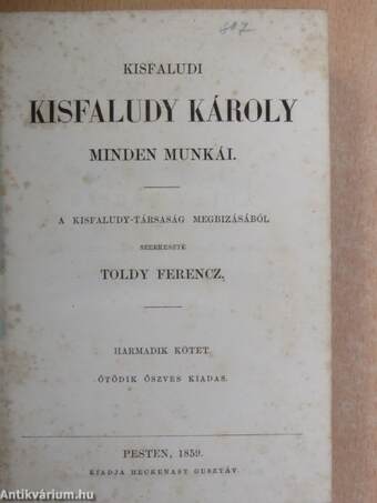 Kisfaludi Kisfaludy Károly minden munkái III-IV.