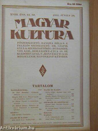 Magyar Kultúra 1931. június 20.