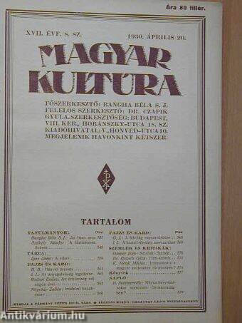 Magyar Kultúra 1930. április 20.