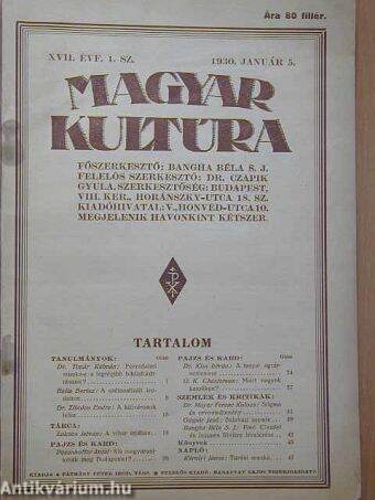 Magyar Kultúra 1930. január 5.