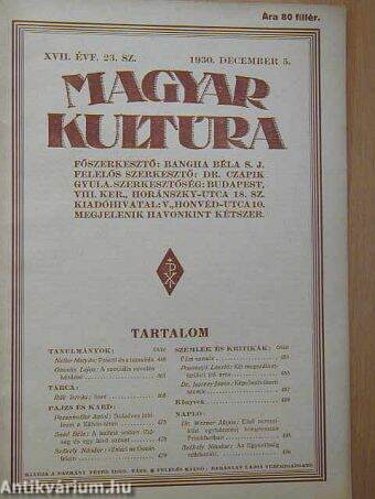 Magyar Kultúra 1930. december 5.