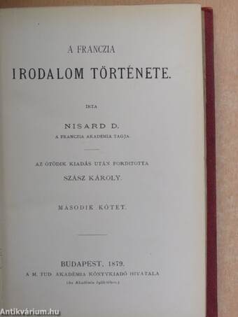 A franczia irodalom története II.