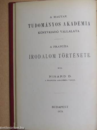 A franczia irodalom története II.