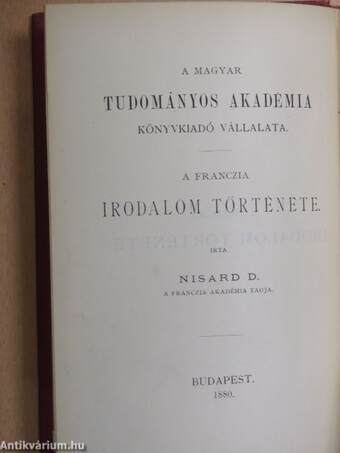 A franczia irodalom története IV.