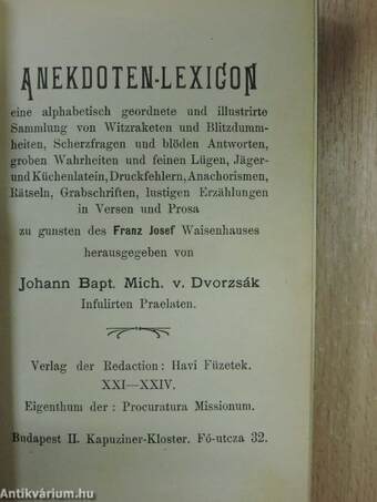 Adomák és Veszemék/Anekdoten-Lexicon/Lexicon Sententiarum et Anecdotum