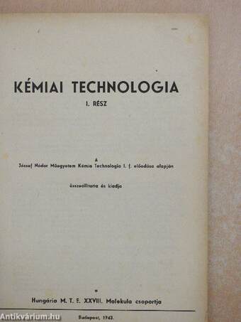 Kémiai technologia I-II.