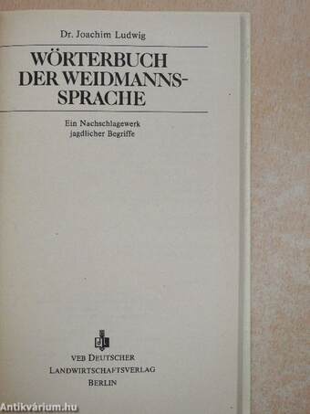 Wörterbuch der Weidmannssprache