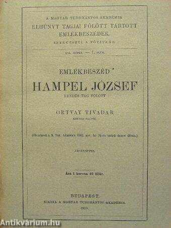 Emlékbeszéd Hampel József rendes tag fölött