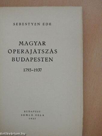 Magyar operajátszás Budapesten