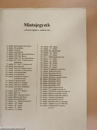 Mintajegyzék a Kocsiszolgálat c. tankönyvhöz (nem teljes)