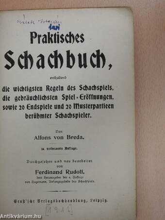 Praktisches Schachbuch (gótbetűs)