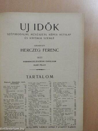 Uj Idők 1933. január-december I-II.