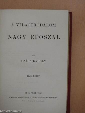 A világirodalom nagy époszai I-II.