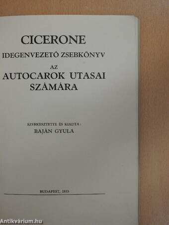 Cicerone idegenvezető zsebkönyv az autocarok utasai számára