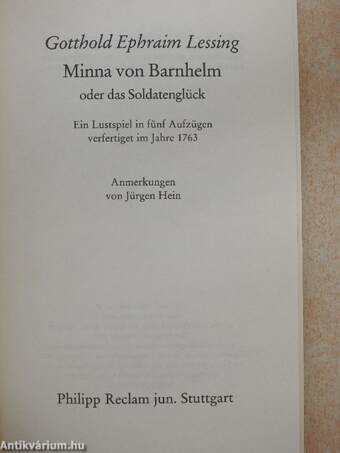 Minna von Barnhelm oder das Soldatenglück