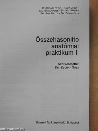 Összehasonlító anatómiai praktikum I.