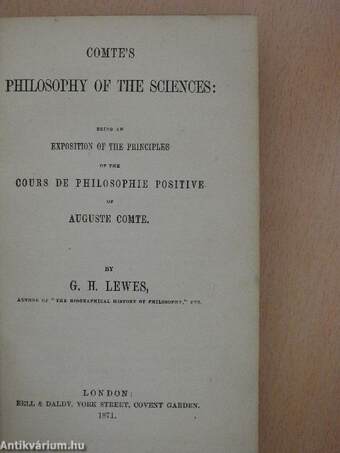 Comte's Philosophy of the Sciences