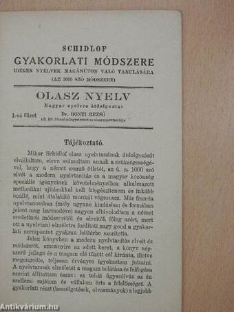 Schidlof gyakorlati módszere - Olasz 1-10. füzet