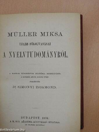 Müller Miksa ujabb fölolvasásai a nyelvtudományról