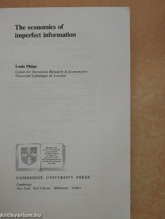 The economics of imperfect information