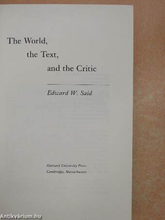 The World, the Text, and the Critic