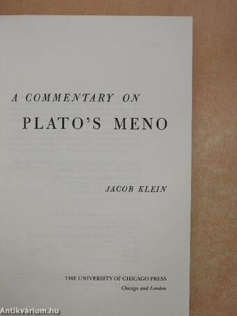 A Commentary on Plato's Meno