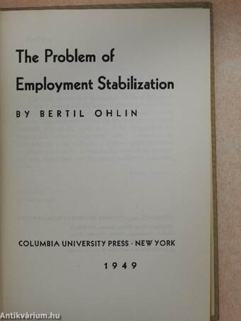 The Problem of Employment Stabilization