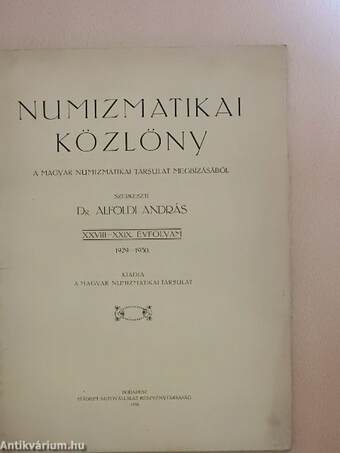 Numizmatikai közlöny 1929-1930