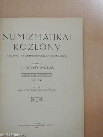 Numizmatikai közlöny 1929-1930