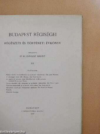 Budapest régiségei XII.