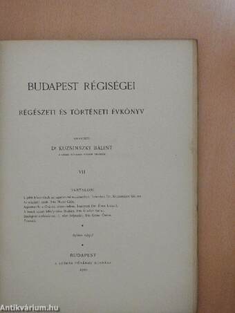 Budapest régiségei VII.