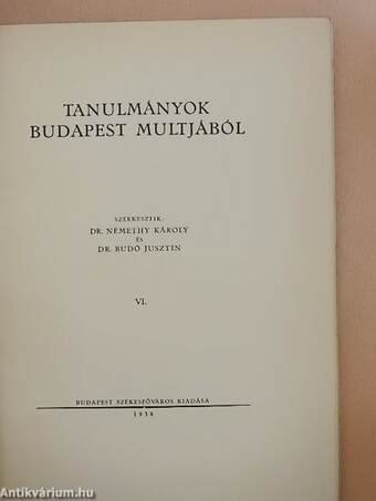 Tanulmányok Budapest multjából VI.