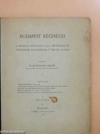 Budapest régiségei V.