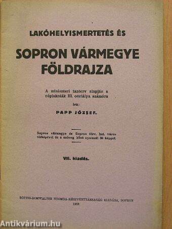 Lakóhelyismertetés és Sopron vármegye földrajza