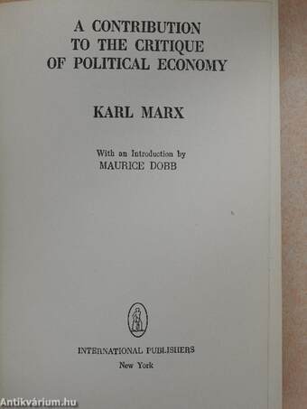 A Contribution to the Critique of Political Economy