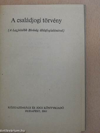 A családjogi törvény