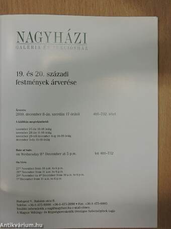 Nagyházi Galéria és Aukciósház 167. aukció