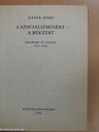 A szocializmusért - a békéért