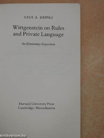 Wittgenstein on Rules and Private Language