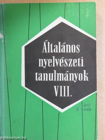 Általános Nyelvészeti Tanulmányok VIII.