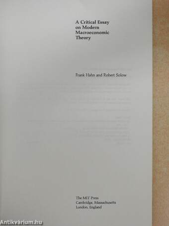 A Critical Essay on Modern Macroeconomic Theory