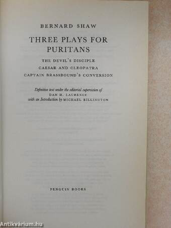 Three Plays for Puritans