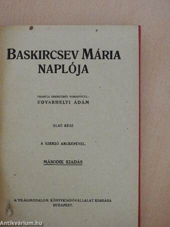 Baskircsev Mária naplója I-II.