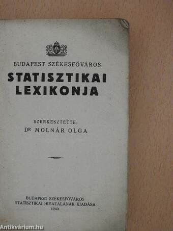 Budapest Székesfőváros Statisztikai Lexikonja