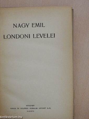 Nagy Emil londoni levelei